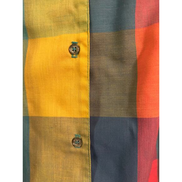 Vintage Jantzen Madras Plaid Cotton Button Skirt Size 16 - Picture 3 of 6